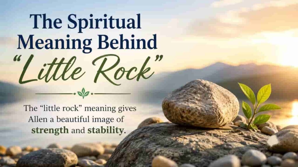 The Spiritual Meaning Behind Little Rock representing strength and stability with a peaceful lakeside stone and growing plant