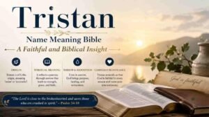Tristan name meaning Bible with Christian significance, spiritual meaning, sorrow and faith, featuring an open Bible and peaceful sunrise "Tristan Name Meaning Bible A Faithful and Biblical Insight".